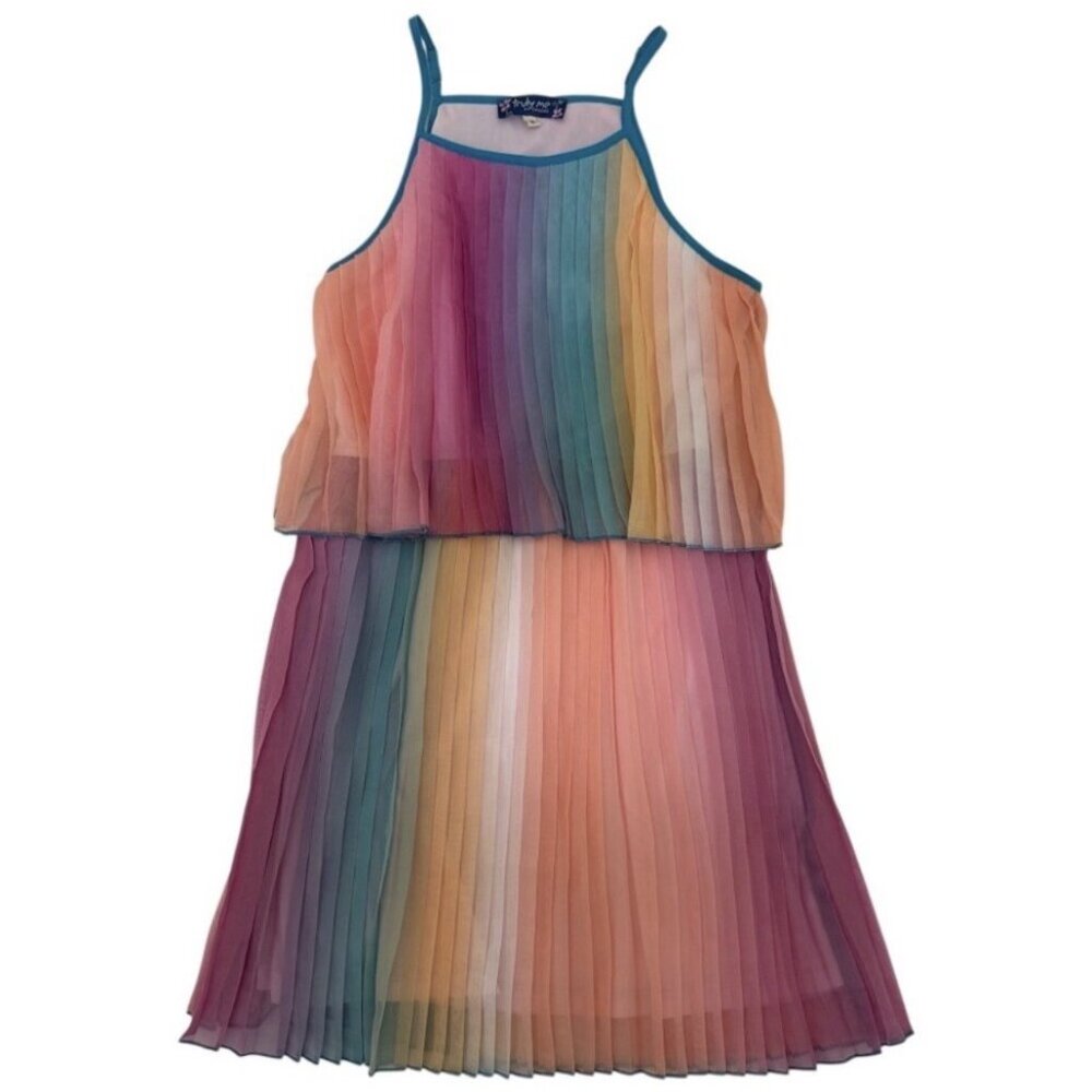 Truly Me by Sara Sara Multi-Colored Pleated Dress Girls 10 Adjustable Straps